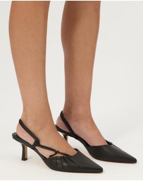 Atmos&Here - Calla Leather Sling Back Kitten Heels