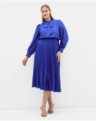 City Chic - Plus sizeMarily Pleat Midi Dress - sapphire