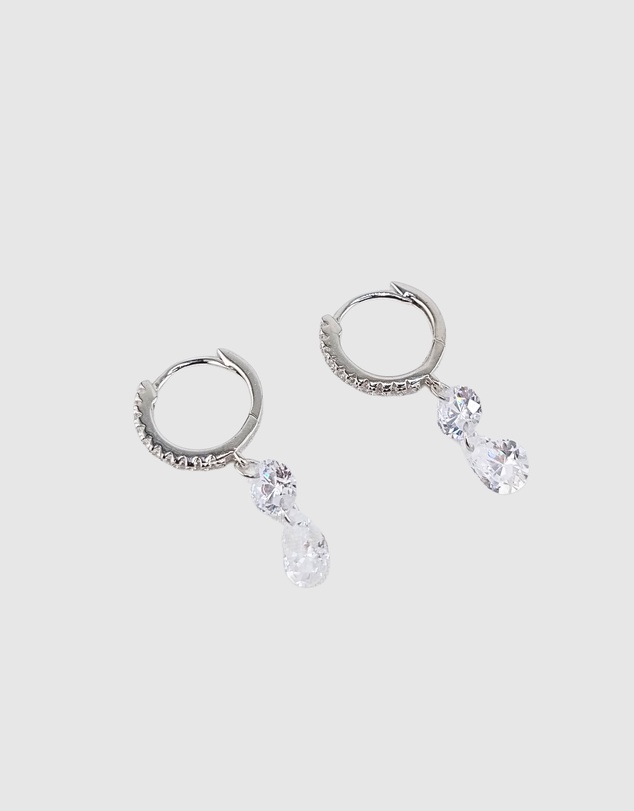 Izoa - Amber Double Drop Huggie Earrings