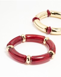 Lovisa - Gold Red Stretch Bangles 3-Pack