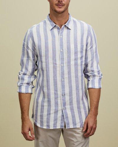 Long Sleeve Linen Stripe Shirt