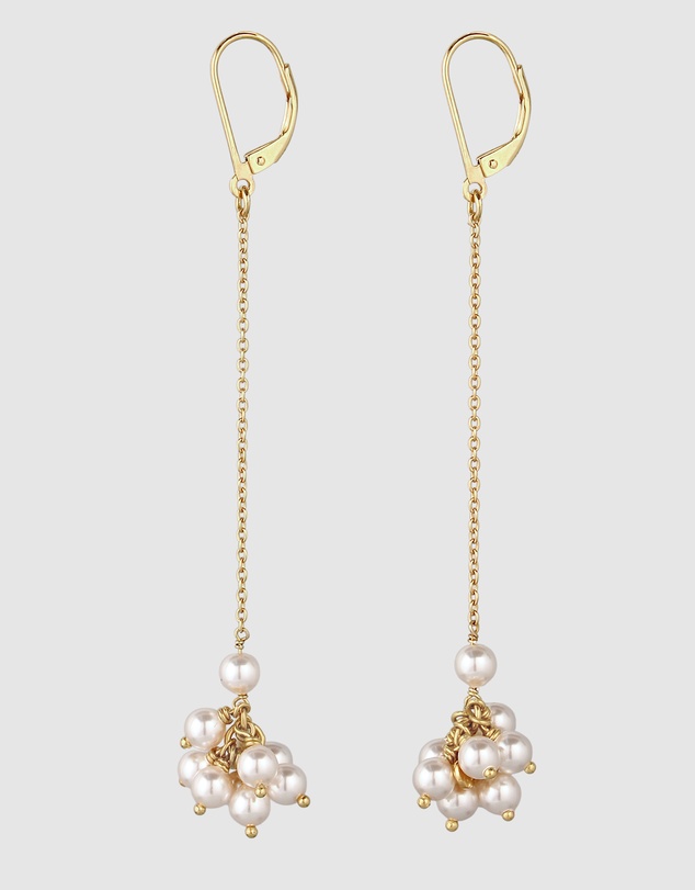 Elli Jewelry - Pearl Cluster Drop Earrings in Gold-Plated 925 Silver