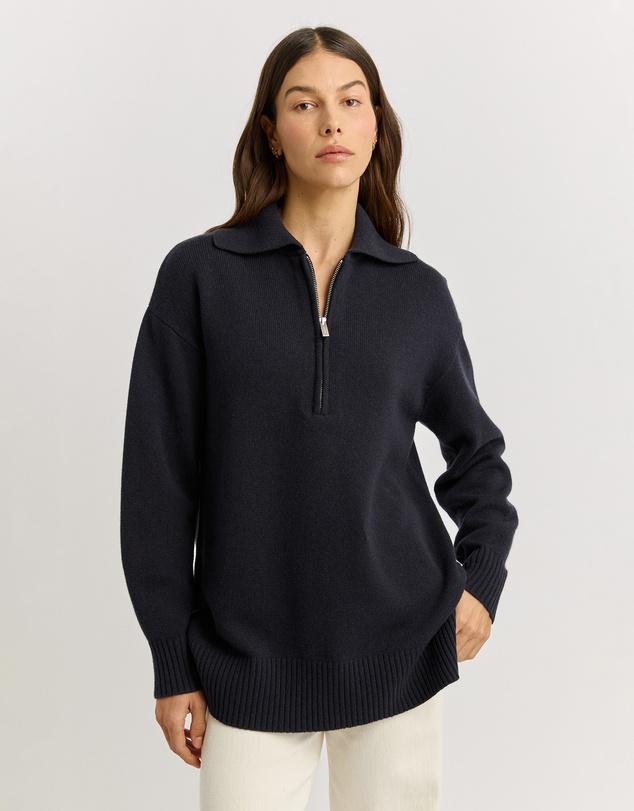 Toorallie - Relaxed Longline Zip Polo