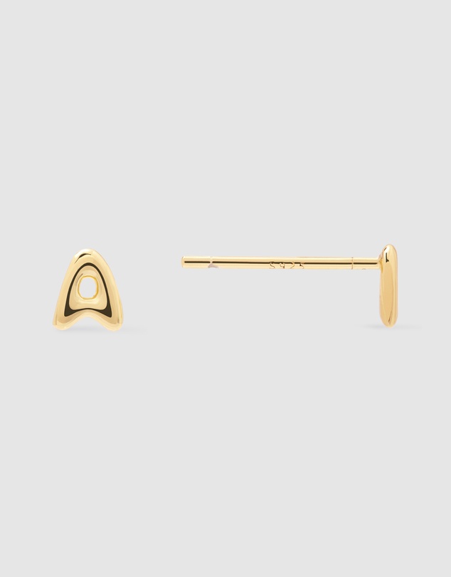 Wanderlust + Co - Alphabet Bubble Gold Stud Earrings - Letter A