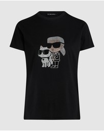 Karl Lagerfeld - Ikon Karl & Choupette Rhinestone T-Shirt