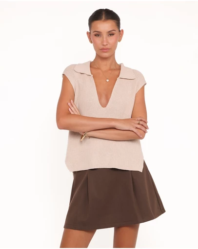 Petal & Pup - Cassia Belted Aline Skirt - Chocolate Brown