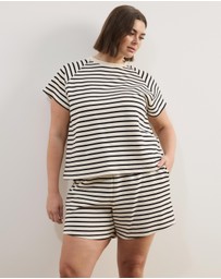 Atmos&Here Curvy - Poppy Cotton Stripe Sweat Shorts