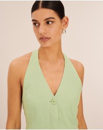 AERE - Tailored Linen Mini Halter Dress