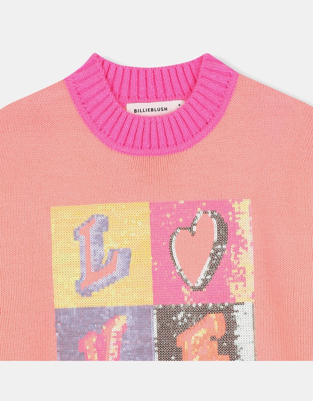 Billieblush - Sequin Love Motif Knitting Dress - Kids-Teens
