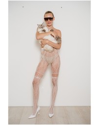 High Heel Jungle - Chevonne Lace And Satin Fishnet Tights