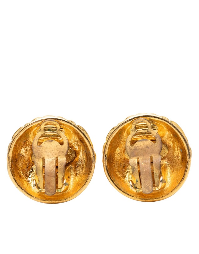 Pre-Loved by Azura Reborn - Pre-Loved Gold Plated CC Quilted Round Clip On Earrings