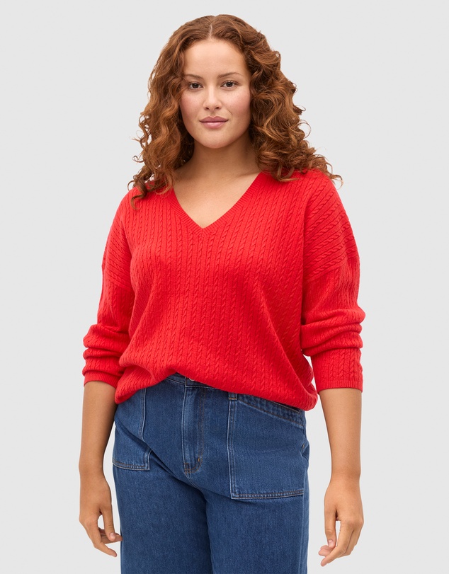 Seed Heritage - Australian Merino V Neck Cable Knit