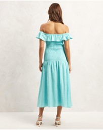 AERE - Frill Shirred Midi Dress