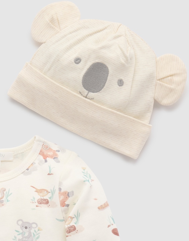Purebaby - Australiana 3 Piece Gift Pack w/ Hat- Babies