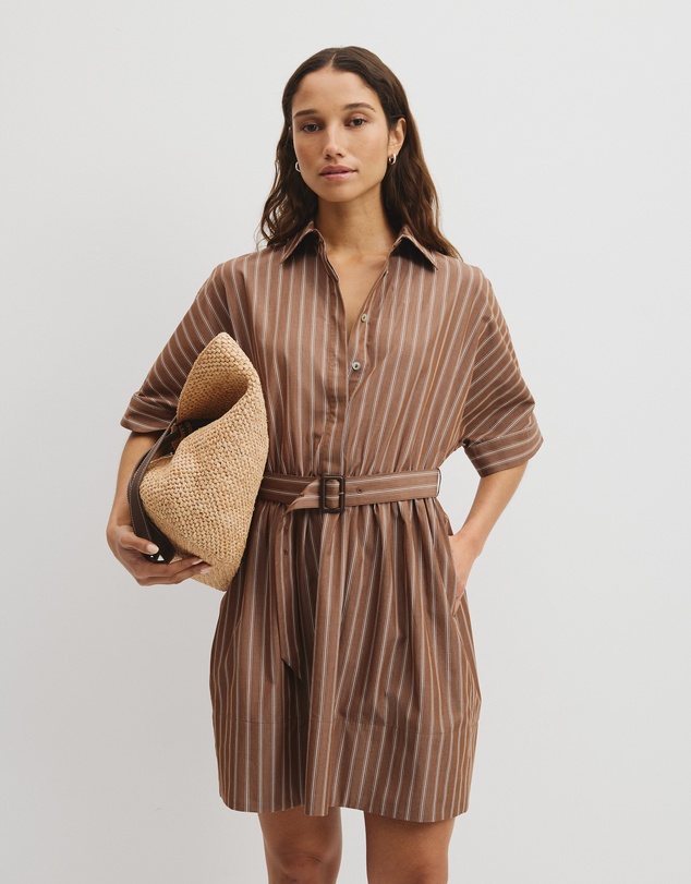 Country Road - Belted Mini Shirt Dress