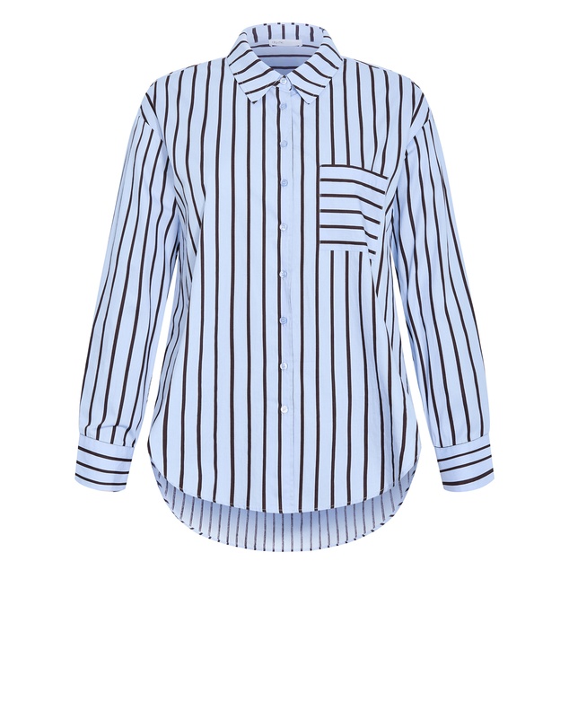 City Chic - Plus size Stassi Stripe Cotton Shirt - baby blue