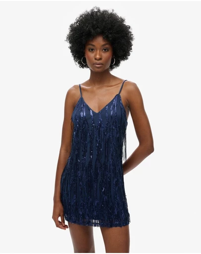 Superdry - Fringe V Neck Cami Mini Slim Fit Dress
