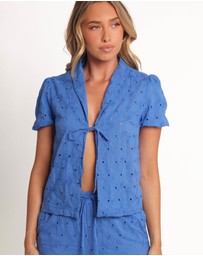 Petal & Pup - Ksenia Embroidered Tie Top - Cobalt