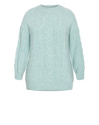 City Chic - Plus size Claudia Relaxed Knit Jumper - seafoam