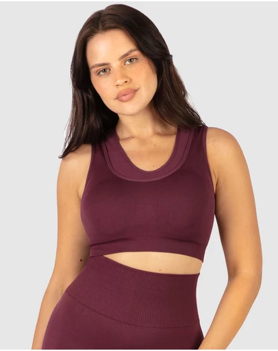 B Free Intimate Apparel - Double Racer Seamless Padded Sports Bra (B-C-D-DD-E-F-G-H) Cup