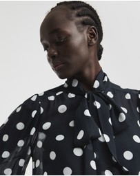 Witchery - Spot Print Tie Neck Blouse