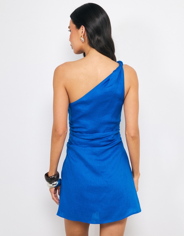 AERE - Alina One Shoulder Linen Mini Dress
