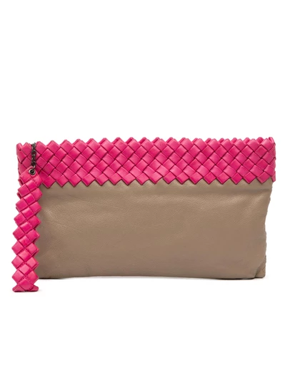 Pre-Loved by Azura Reborn - Pre-Loved Intrecciato Trimmed Bicolor Nappa Clutch