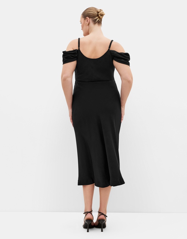 City Chic - Plus size Marisa Cold Shoulder Midi Dress - black