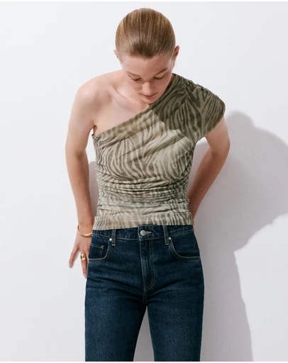 M.N.G - Asymmetrical Animal-Print Top