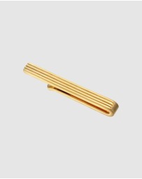 Kuzzoi - ICONIC EXCLUSIVE - Tie Pin Men grooves design in 925 sterling silver gold plated