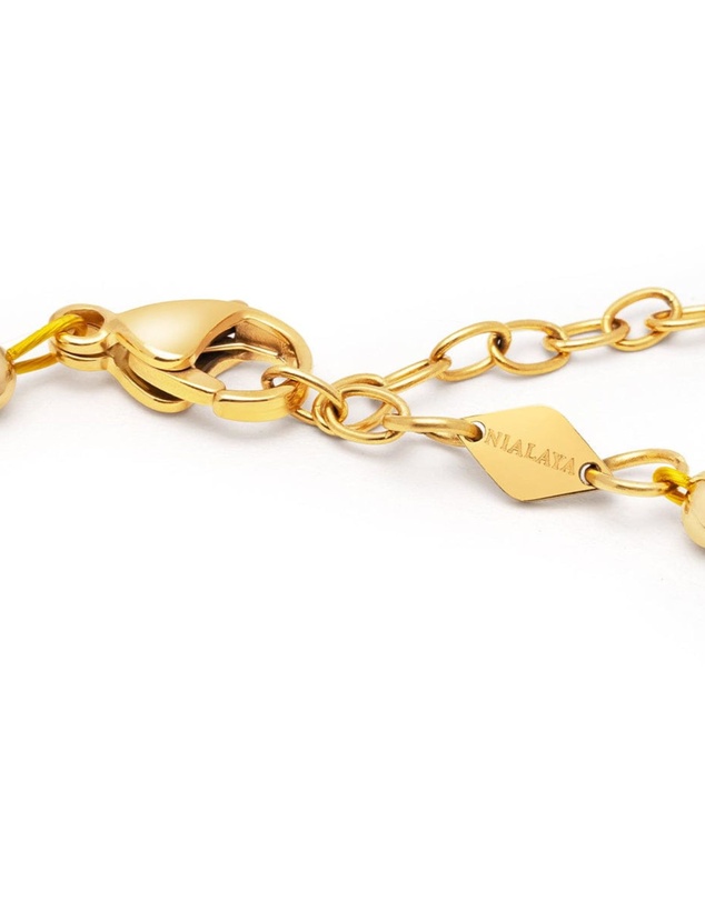 Nialaya Jewellery - Men's Pearl Choker with Playful Glass Beads