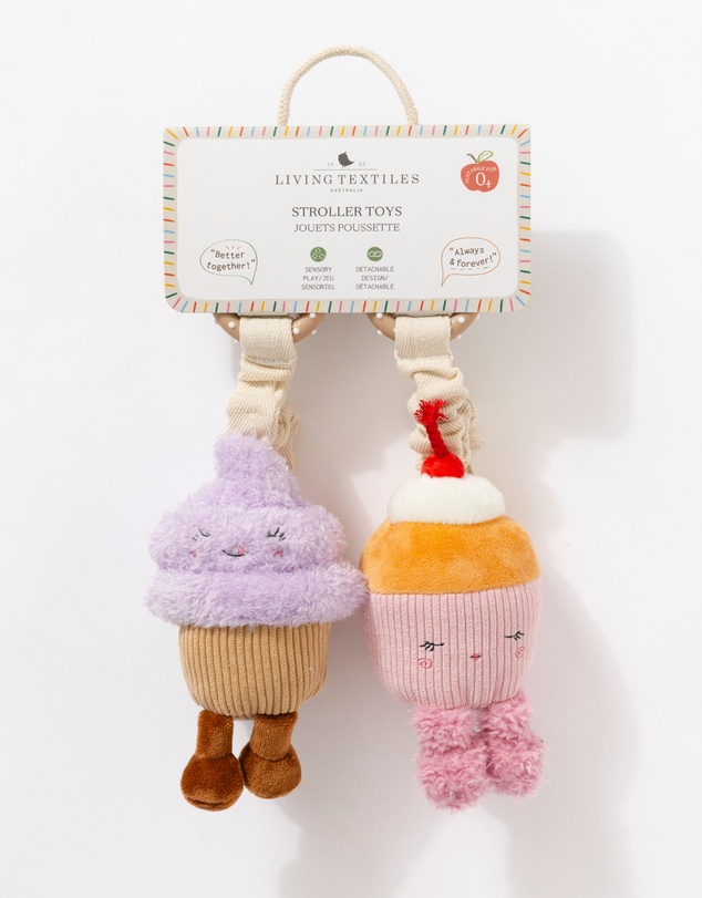 Living Textiles - 2 Pack Mini Market Brunch Stroller Toys - Ice Cream & Cupcake