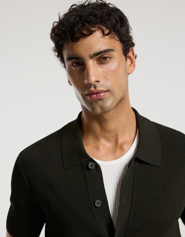 Calibre - Linear Rib Knit Shirt Dark Khaki
