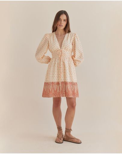 Peach Paisley