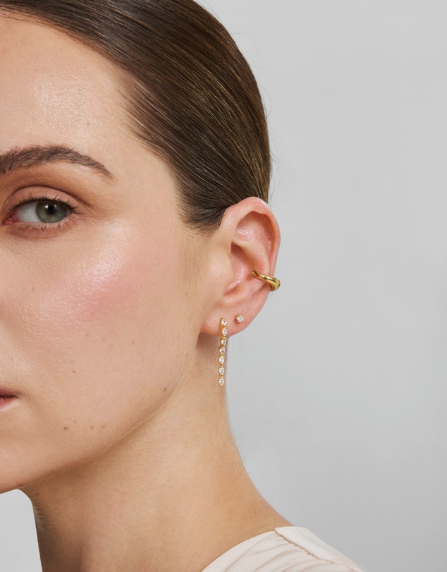 Ania Haie - Gold Half-Bezel Oval Linear Dangle Stud Earrings