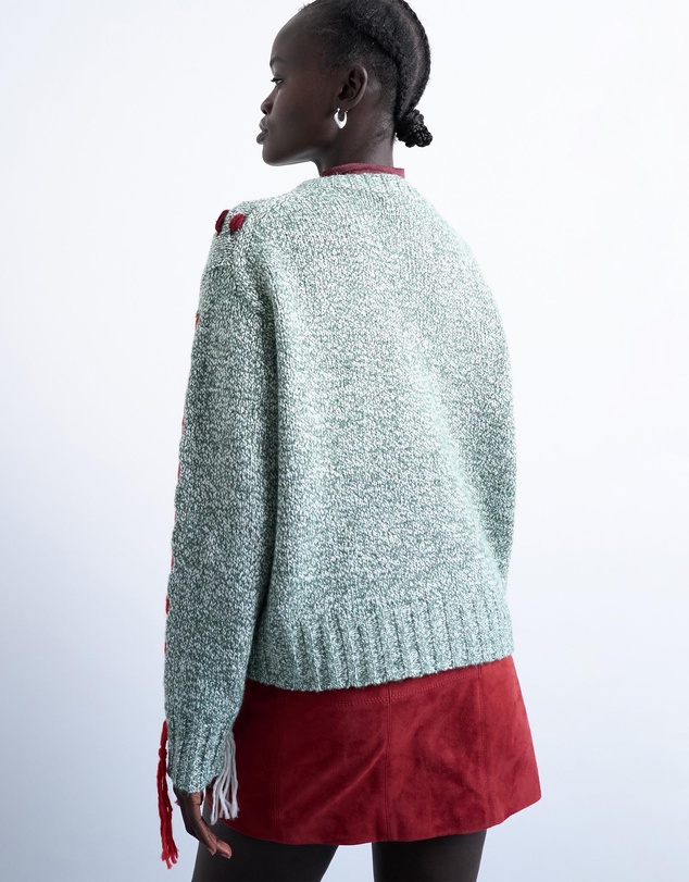 TOPSHOP - Knitted Argyle Embroidered Jumper