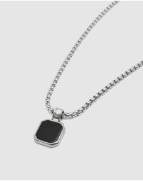 Nialaya Jewellery - Men's Necklace with Square Matte Onyx Pendant