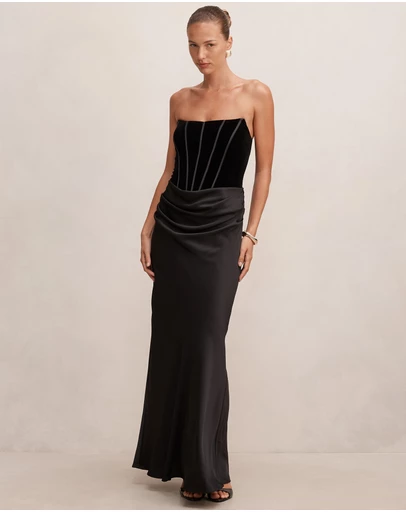 Forever New - Isra Velvet Corset Maxi Dress