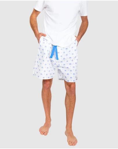 Sant And Abel - Men's Blue Palm Tree Sleep Shorts