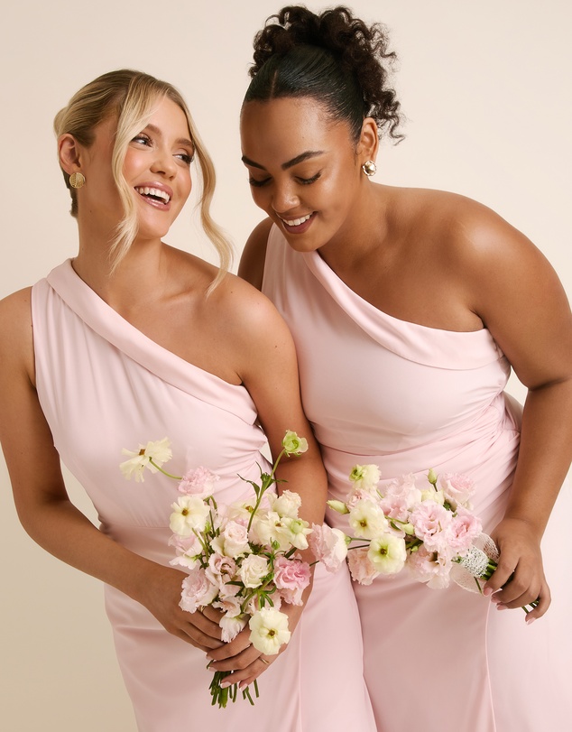 Six Stories - One Shoulder Neck Tie Chiffon Bridesmaid Dress
