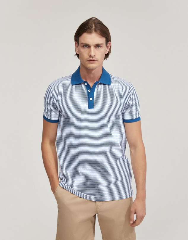 Oxford - Mack Cotton Pique Striped Polo