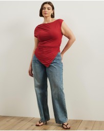 Atmos&Here Curvy - Lila Gathered Shoulder Bamboo Top
