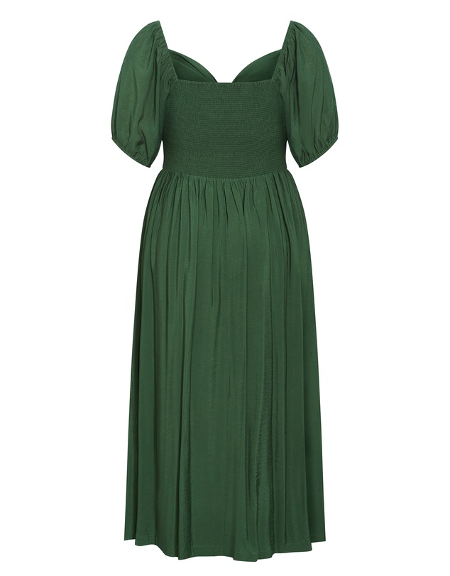 City Chic - Plus size Villa Roma Tie Front Dress - jungle green