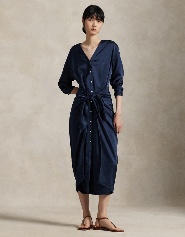 Polo Ralph Lauren - Satin Tie-Front Wrap Shirtdress