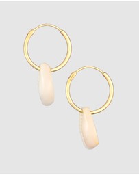 Elli Jewelry - Earrings Creoles Trend with Kauri Shell in 925 sterling silver gold plated