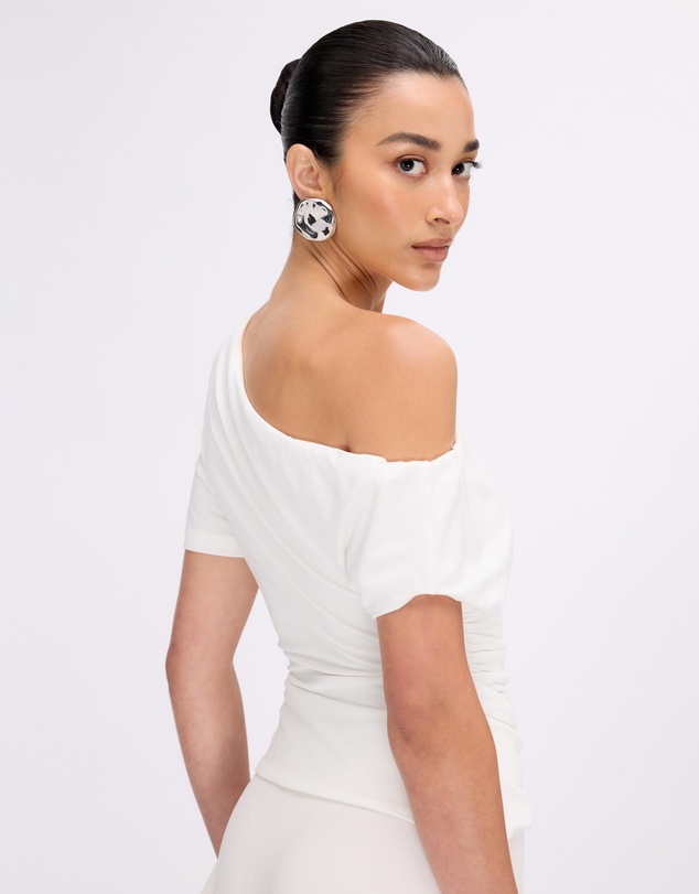Minima Esenciales - Hayley Off Shoulder Jersey Ruched Top