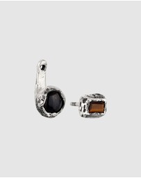 Haze & Glory - ICONIC EXCLUSIVE - Two-Stone Curved Ear Jacket in Oxidized Silver