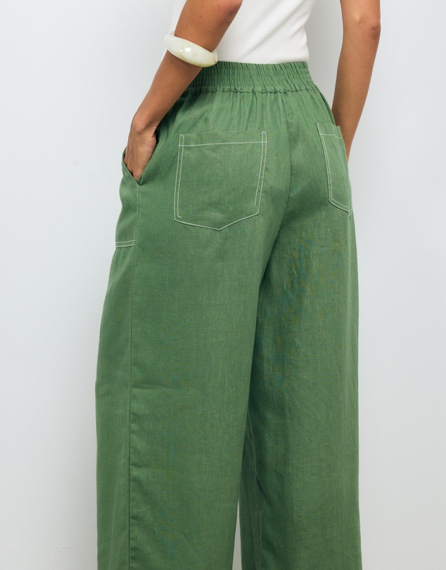 AERE - Contrast Stitch Linen Pants