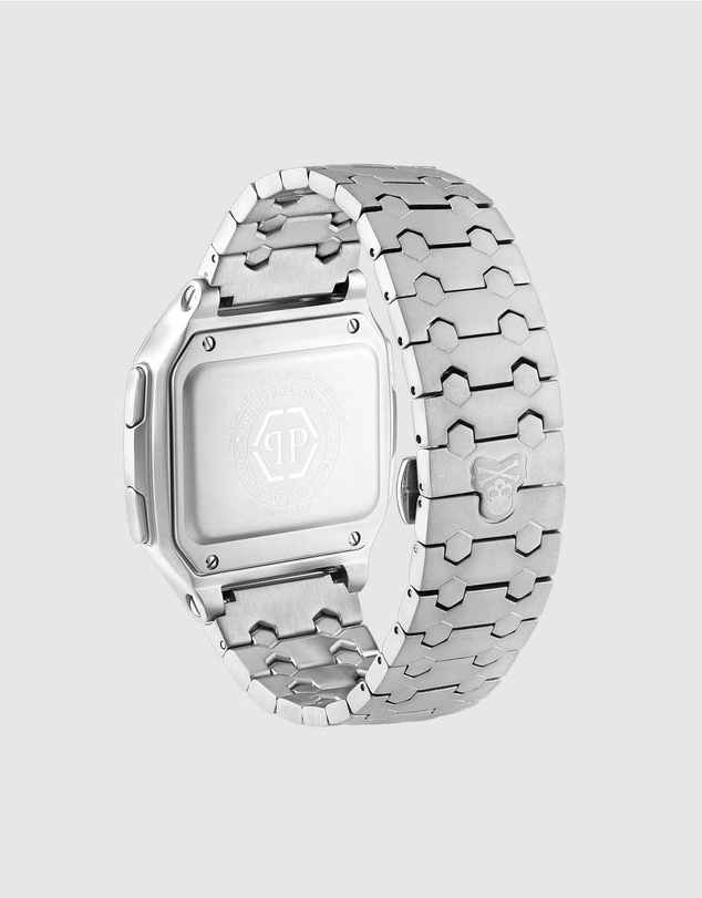 Philipp Plein - HYPER $HOCK 44MM - Silver-Tone Case - Light Display - Silver-Tone Metal Band