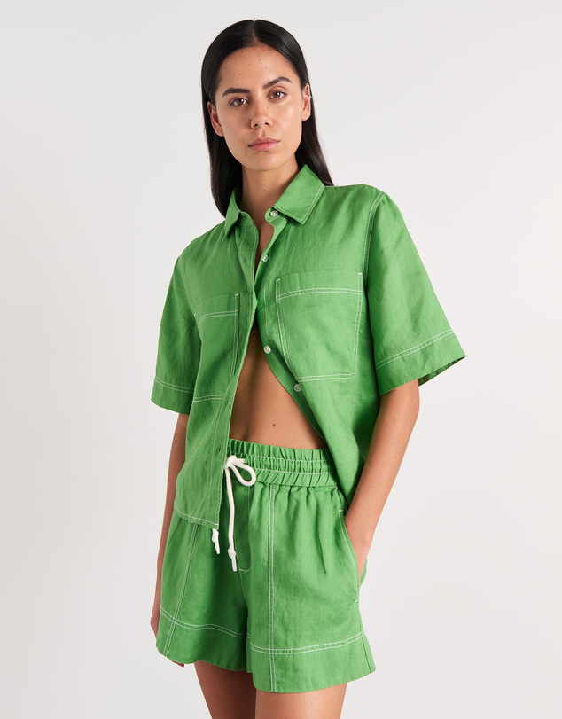Jag - Gigi Linen Relaxed Short Sleeve Shirt